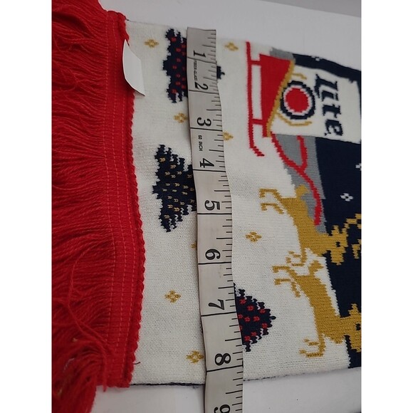 Miller Lite Beer Knit Holiday Scarf Ugly Christmas Sweater Theme w/ Reindeer - Picture 10 of 11